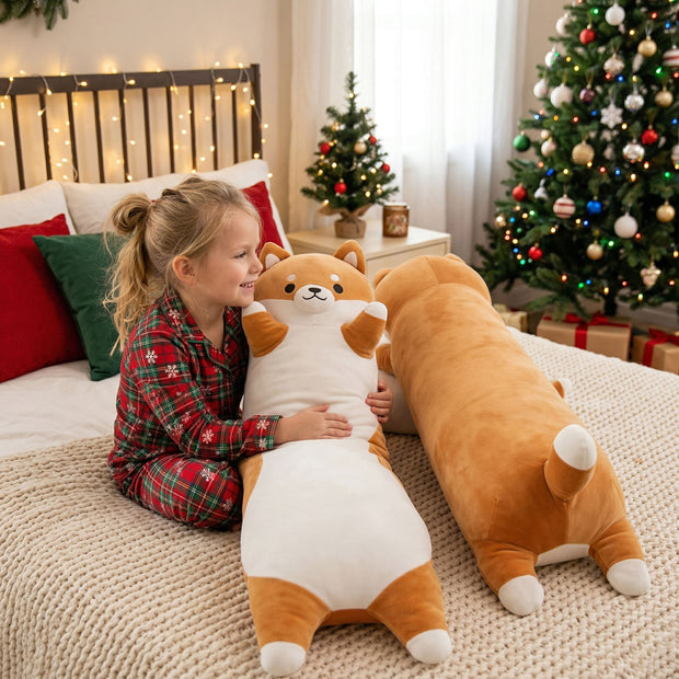 Length 37.80 inches, Width 11.81 inchesLong Shiba Inu Plush Body Pillow, Ultra-Soft Cuddly Stuffed Animal Hugging Pillow for Sleeping, Home Decor & Gift