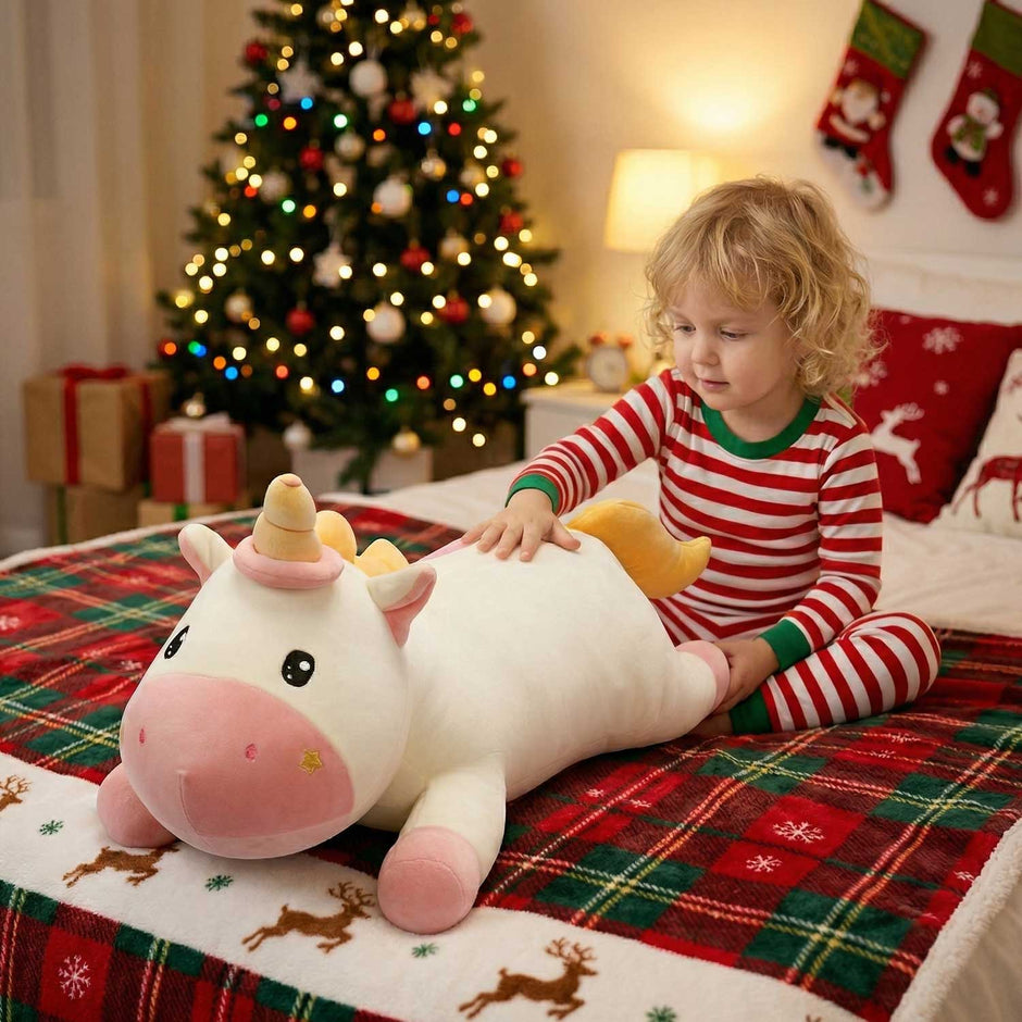 Small Size Unicorn Body Pillow, 0.62kg Fluffy Stuffed Toy for Sleeping & GiftLength 27.56 inches, Width 13.78 inches