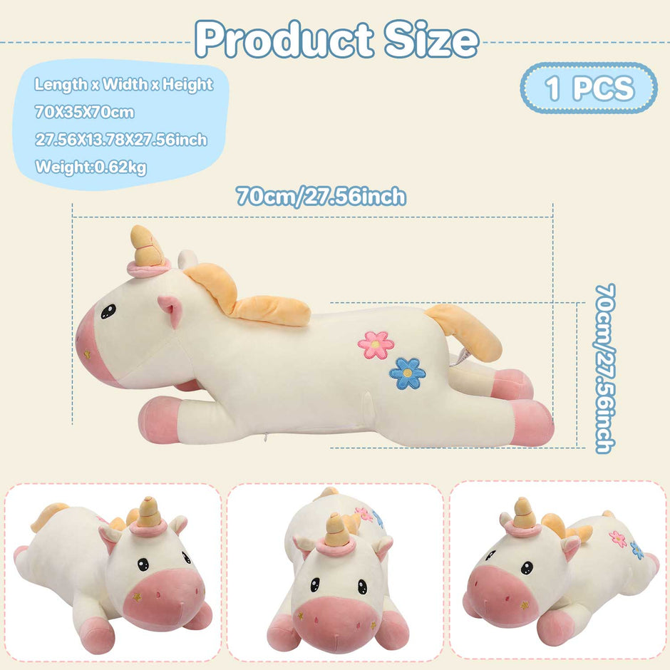 Small Size Unicorn Body Pillow, 0.62kg Fluffy Stuffed Toy for Sleeping & GiftLength 27.56 inches, Width 13.78 inches