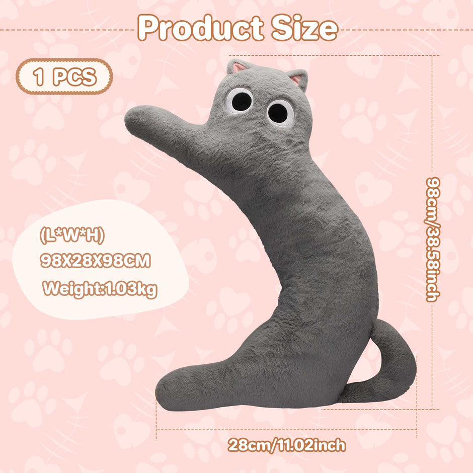 Cute Long Gray Cat Plush, 38.58