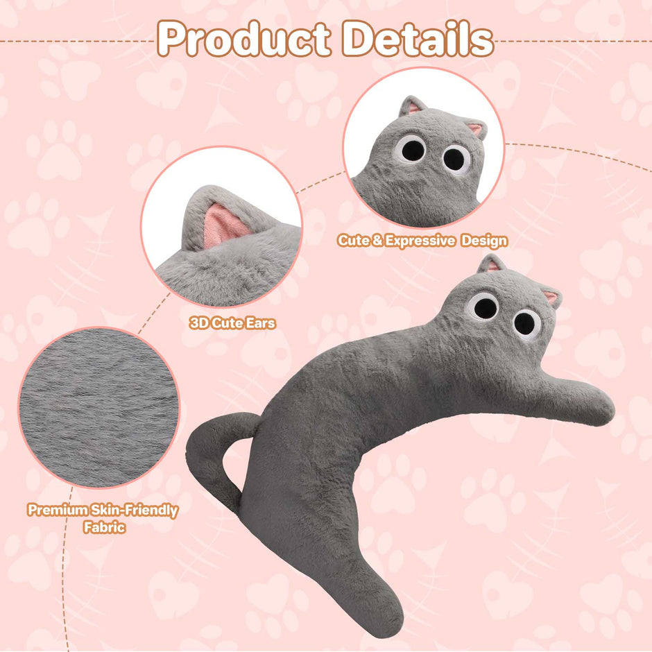 Cute Long Gray Cat Plush, 38.58