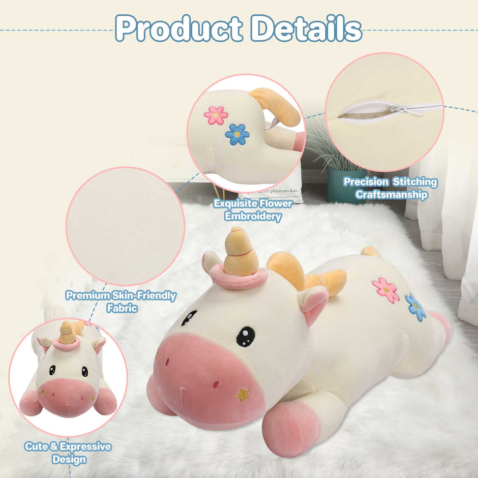 Small Size Unicorn Body Pillow, 0.62kg Fluffy Stuffed Toy for Sleeping & GiftLength 27.56 inches, Width 13.78 inches