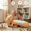 Adorable Golden Fawn Plush, Large Stuffed Animal Pillow for Home Decor & Kids RoomLength 26.77 inches, Width 15.75 inches