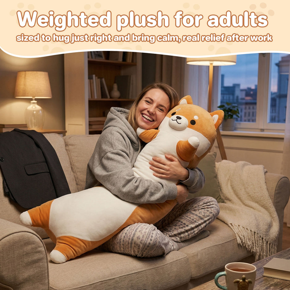 Length 37.80 inches, Width 11.81 inchesLong Shiba Inu Plush Body Pillow, Ultra-Soft Cuddly Stuffed Animal Hugging Pillow for Sleeping, Home Decor & Gift
