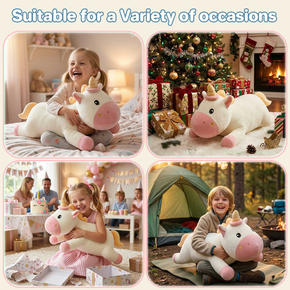 Small Size Unicorn Body Pillow, 0.62kg Fluffy Stuffed Toy for Sleeping & GiftLength 27.56 inches, Width 13.78 inches