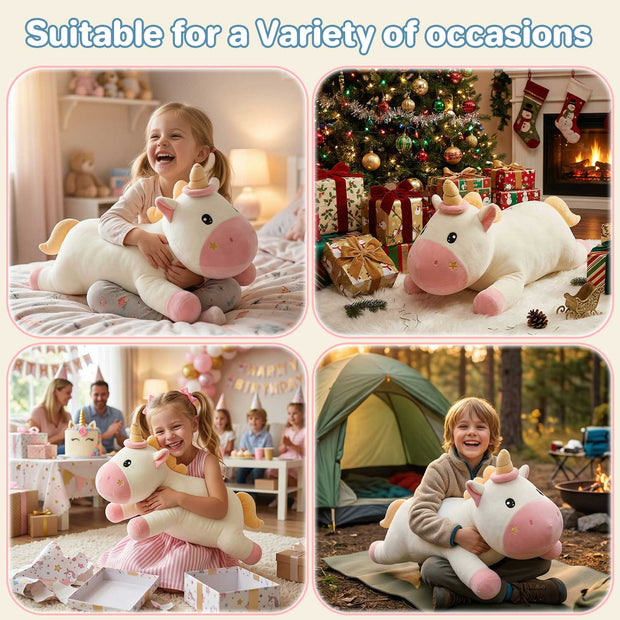 Small Size Unicorn Body Pillow, 0.62kg Fluffy Stuffed Toy for Sleeping & GiftLength 27.56 inches, Width 13.78 inches