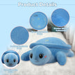 Adorable Blue Turtle Plush Toy - Perfect Pillow & Decor for Kids & AdultsLength 33.86 inches, Width 19.29 inches
