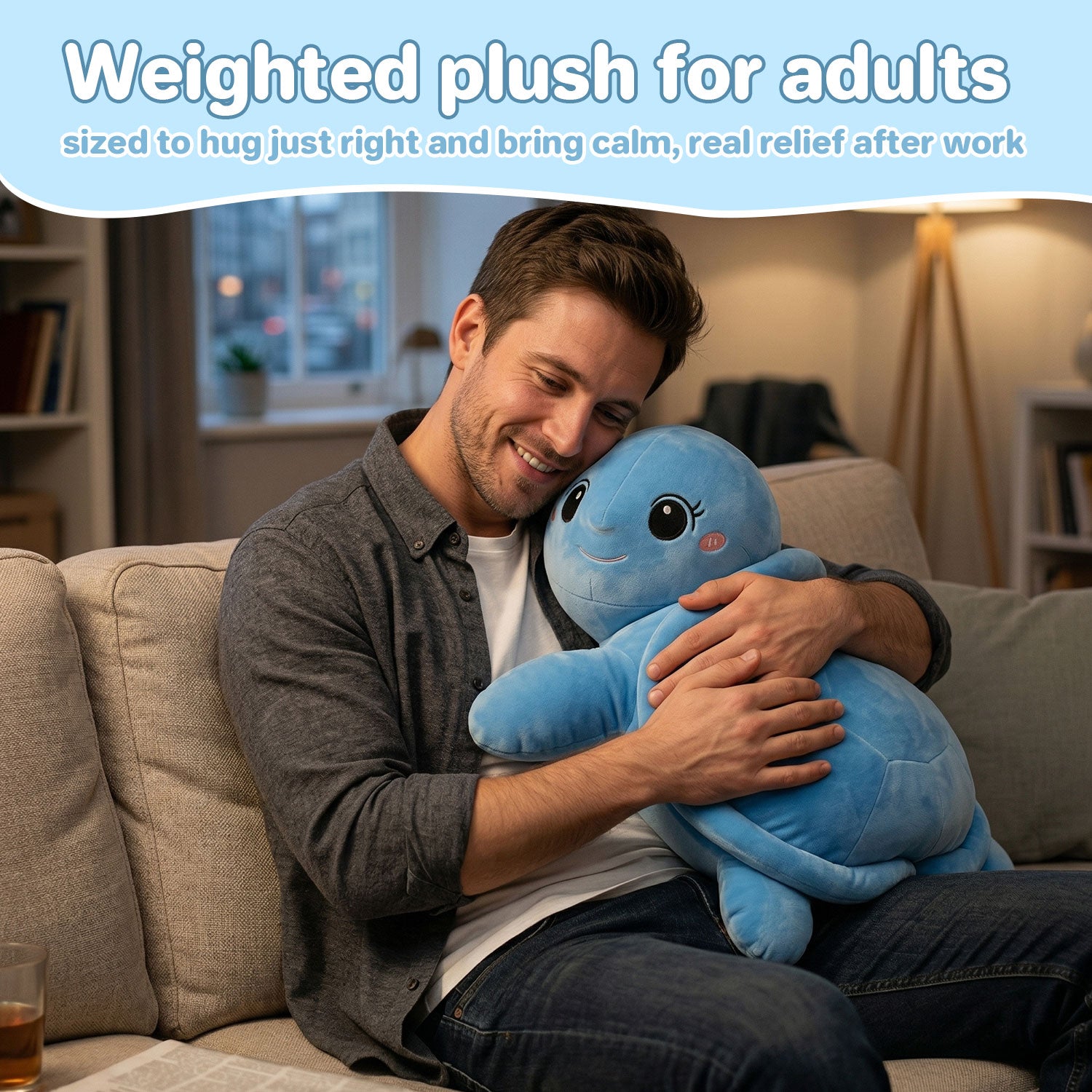 Adorable Blue Turtle Plush Toy - Perfect Pillow & Decor for Kids & AdultsLength 33.86 inches, Width 19.29 inches