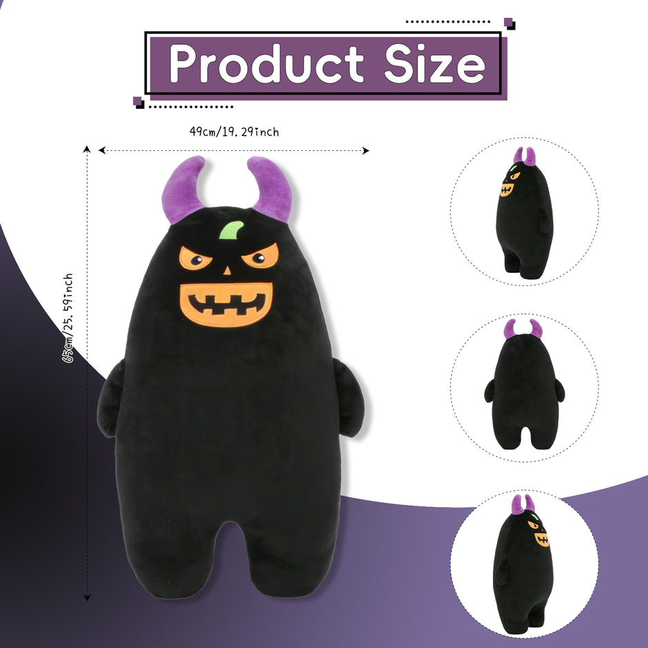 Halloween Pumpkin Monster Plush Pillow, 65cm Soft Stuffed Devil Toy, Cute Spooky Hug Cushion, Halloween Decor Gift for Kids, Birthday, PartyLength 25.59 inches, Width 19.29 inches