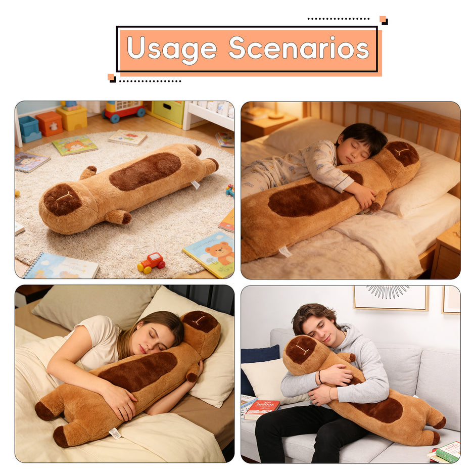 Giant Capybara Plush Pillow, Soft Long Body Stuffed Animal Hugging Pillow, Cute Sleeping Cushion Gift for Kids & AdultsLength 28.74 inches, Width 12.99 inches